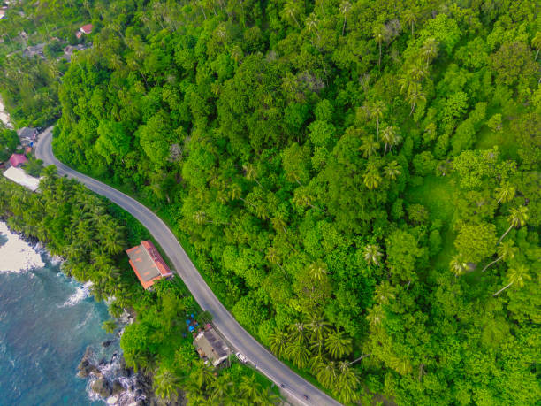 Aerial view of Tapaktuan, Aceh, Indonesia stock photo