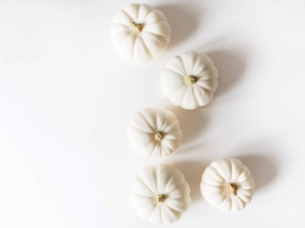 istock White autumn pumpkins minimal background. 1424887853