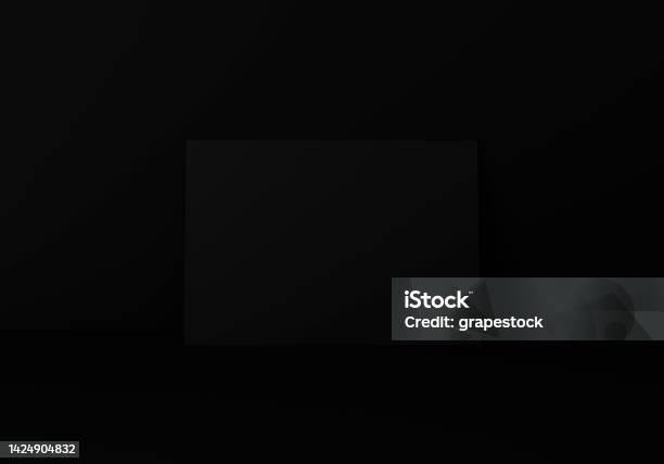 Empty Paper Rectangular Horizontal Empty Black Horizontal Rectangle A4 Paper Sheet Mockup Stock Photo ...