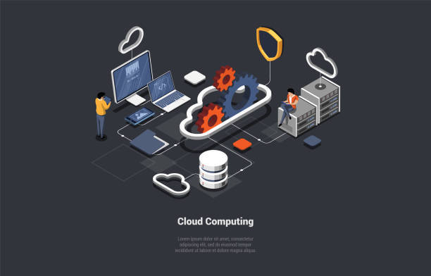 Cloud Computing. Delivery of Computing Services Including Servers, Storage, Databases, Networking, Software, Analytics, and Intelligence To offer Faster Innovation. Isometric 3d Vector Illustration Cloud Computing. Delivery of Computing Services Including Servers, Storage, Databases, Networking, Software, Analytics, and Intelligence To offer Faster Innovation. Isometric 3d Vector Illustration. isometric cloud server stock illustrations