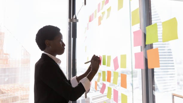 istock Young African American manager woman planning business work process 1424912532