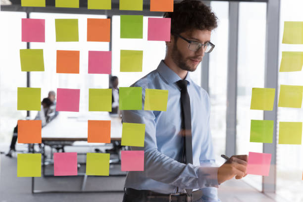 istock Serious millennial business project team leader man working in office 1424912724