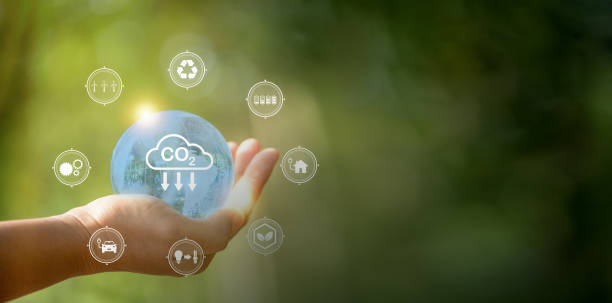 istock Developing sustainable CO2 concepts and low reduce CO2 emissions and carbon footprint to limit global warming and climate change. sustainable environmental management, Greenhouse from renewable energy 1424917361