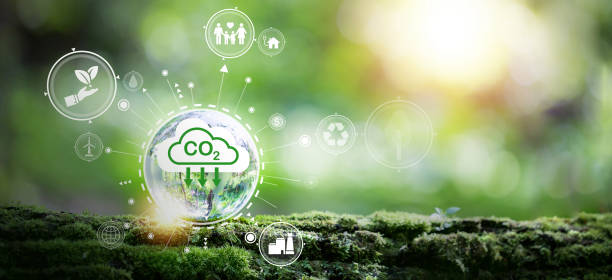 istock Developing sustainable CO2 concepts and Reduce CO2 emissions and carbon footprint to limit global warming and climate change. sustainable environmental management, Greenhouse from renewable energy 1424917404