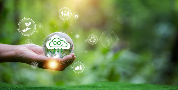 istock Developing sustainable CO2 concepts and low reduce CO2 emissions and carbon footprint to limit global warming and climate change. sustainable environmental management, Greenhouse from renewable energy 1424917713