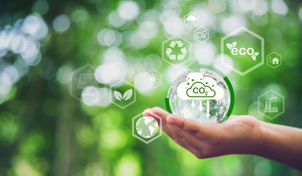 istock Developing sustainable CO2 concepts and low reduce CO2 emissions and carbon footprint to limit global warming and climate change. sustainable environmental management, Greenhouse from renewable energy 1424917781