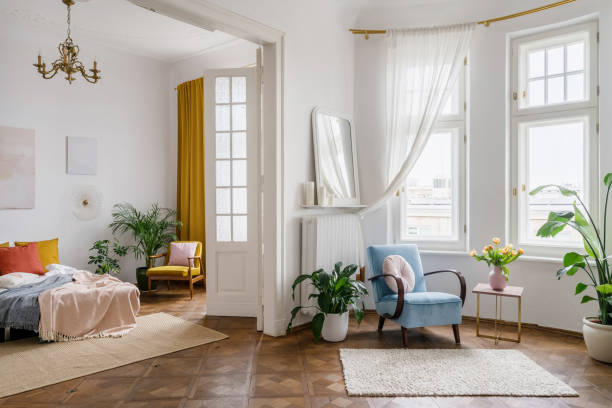 istock Open space or apartment studio with vintage style interior 1424919139