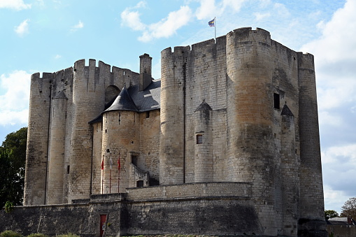 Guimarães, Portugal 28/7/2020: Guimarães Castle is connected to the birthplace of Portuguese nationality, it was here that King D. Afonso Henriques was born and founded the county of Portugal and the struggles for the independence of Portugal against the kings of Castile.\