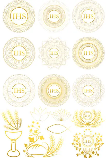 Vector illustration of First Communion Symbols