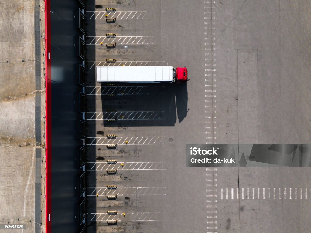 Freight Loading Zone Loading Zone In Distribution Warehouse Directly Above Stock Photo ...