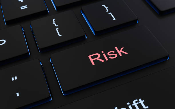 istock 3d invest button. Business investment risks concept. glowing keyboard. soft lighting keyboard. realistic keyboard with the word Risk on the enter button. 3d illustration. 1424933019