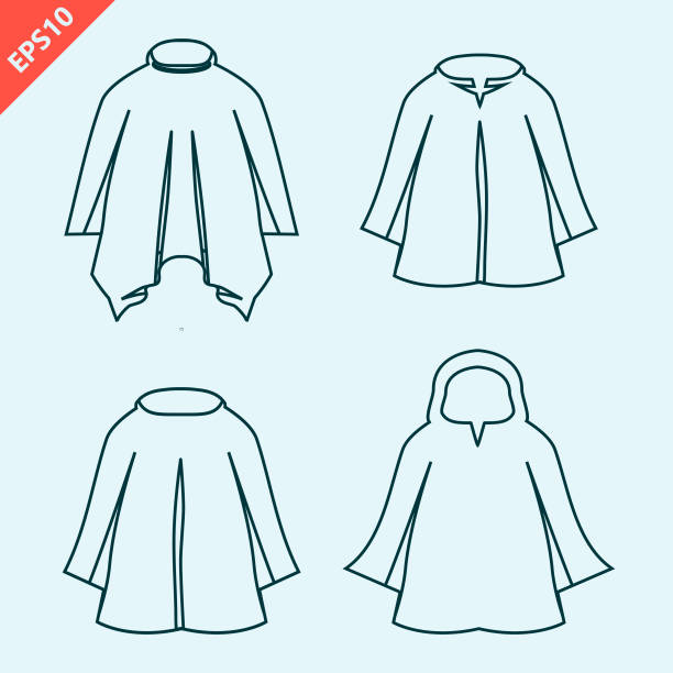 poncho model styl mody ilustracja wektorowa - poncho stock illustrations