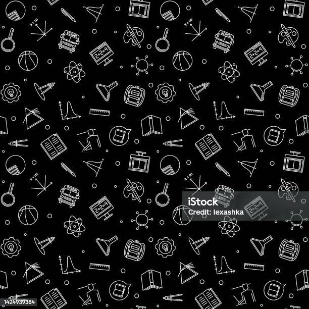School Vector Outline Seamless Pattern Stock Illustration - Download ...