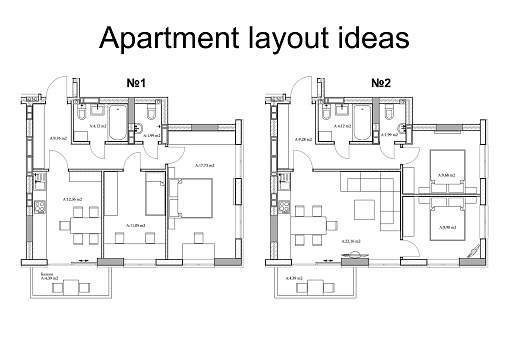 Apartment layout ideas, vector blueprint