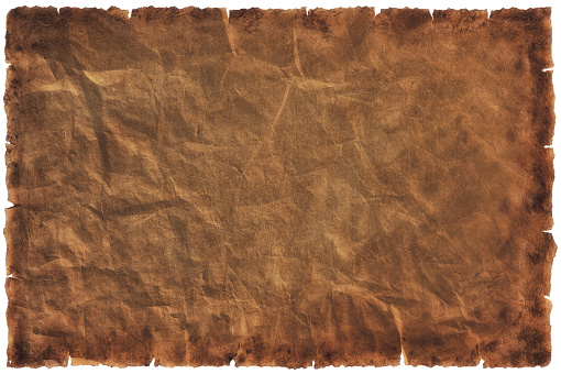 hoja de papel pergamino antiguo vintage envejecido o textura aislada sobre fondo blanco photo