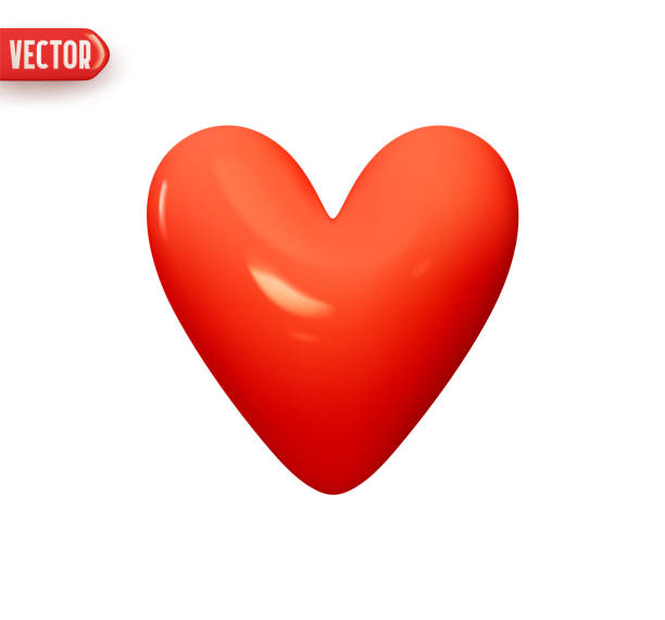 istock Red heart love symbol. Realistic 3d design element In plastic cartoon style. Icon isolated on white background. Vector illustration 1424953576