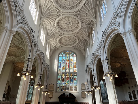 The interior of the Guild Church of St Mary Aldermary in the City of London