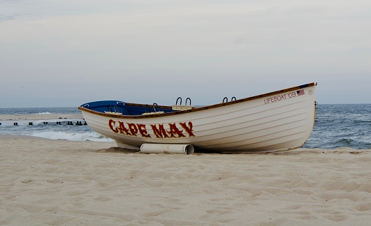 lifeguard boat on Cape May beach