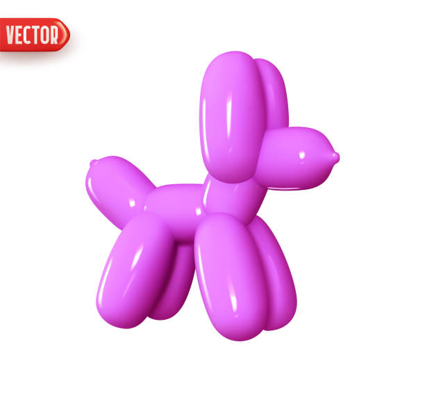 istock Dog Helium balloon purple color. Realistic 3d design element In plastic cartoon style. Icon isolated on white background. Vector illustration 1424963154