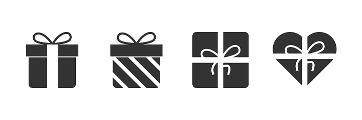 Gift box vector icon isolated on white background. Flat present symbol.