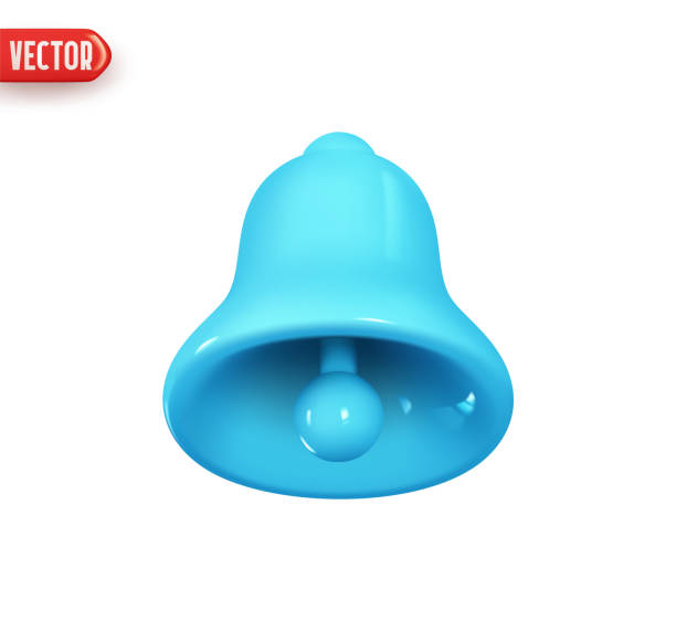 istock Blue bell. Realistic 3d design element In plastic cartoon style. Icon isolated on white background. Vector illustration 1424974125