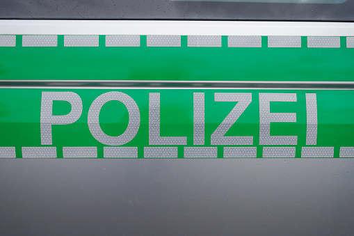 Typical police vehicle in Germany with Blue Lettering - translation: Polizei