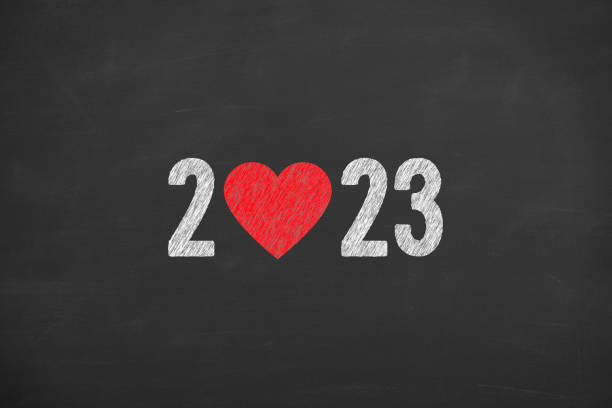 istock New Year 2023 with Heart Shape on Chalkboard Background 1424977690