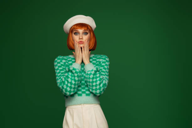 istock Beautiful emotional woman with bright make-up 1424986305