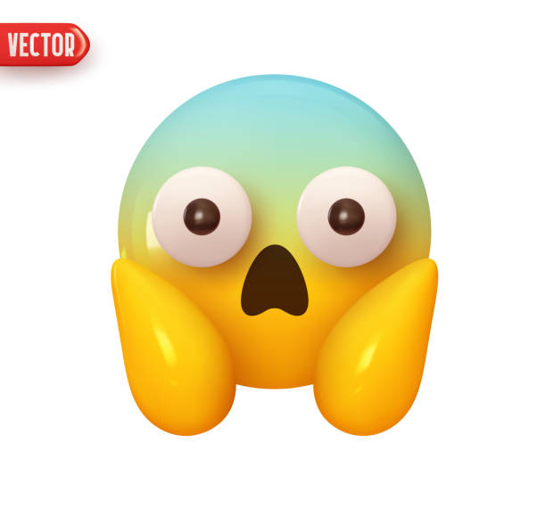 istock Emoji face scream. Emoticon yellow glossy color. Realistic 3d design In plastic cartoon style. Icon isolated on white background. Vector illustration 1424991910