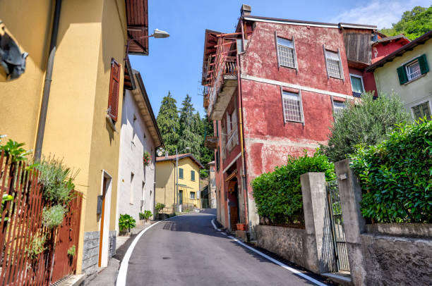Lake Como, Italy - July 4, 2022: Idyllic scenery on the streets and pathways around Lake Como, Italy