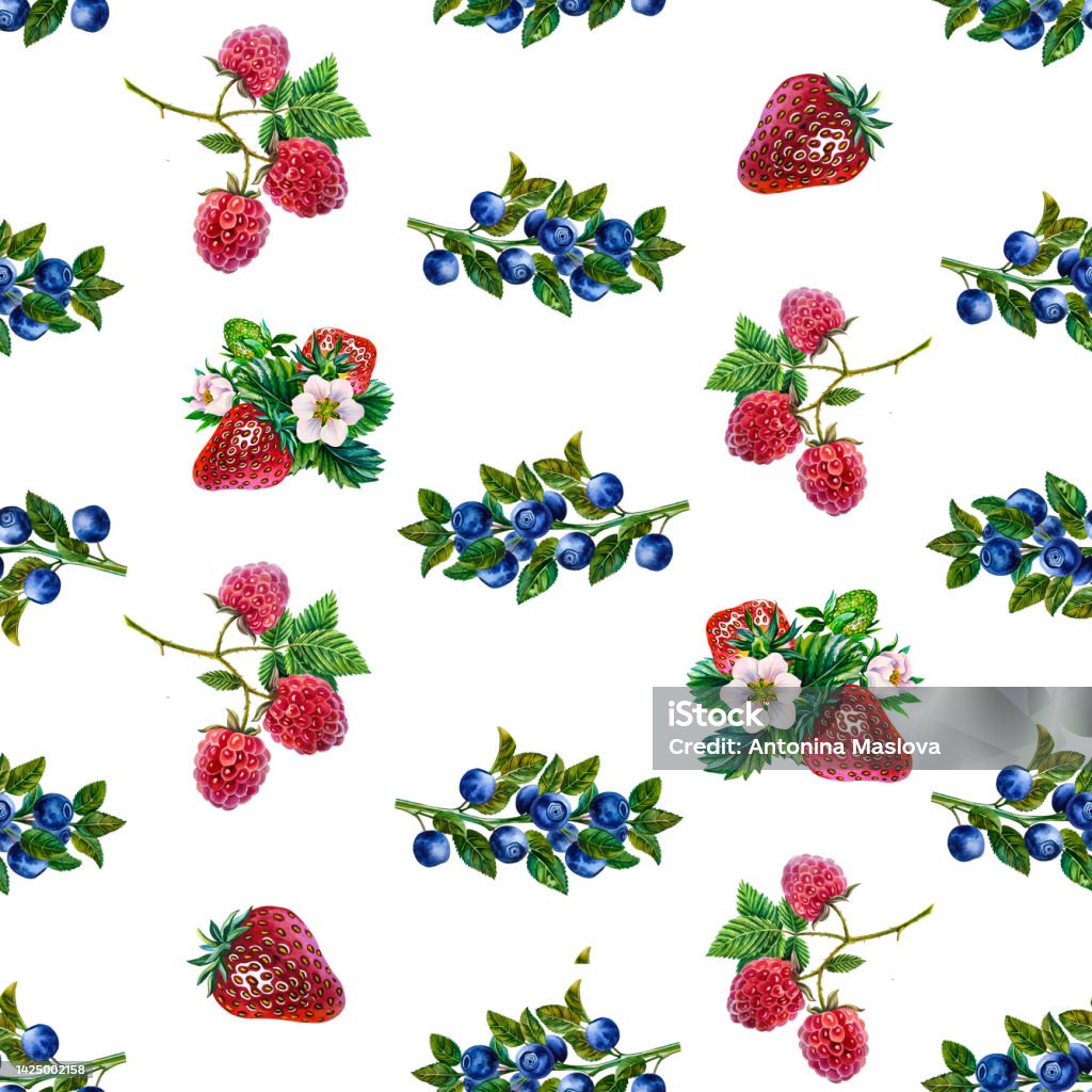 Writing Pattern Berry Berry Pattern Seamless Pattern With Strawberries Raspberries And ...