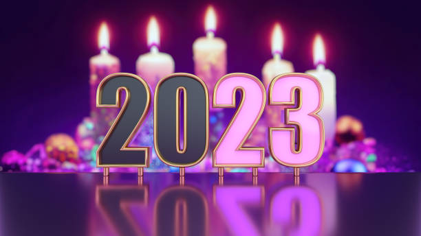 istock Christmas decorations. candle and numbers 2023 1425004942