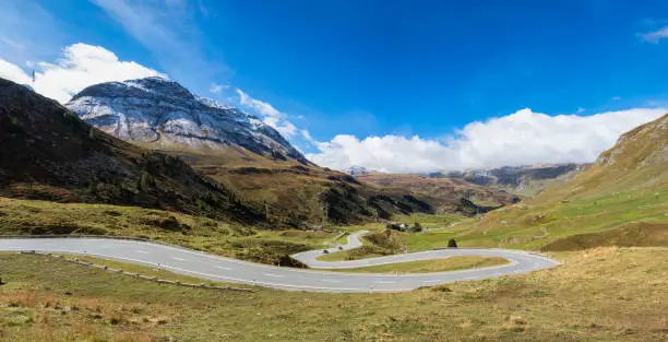 Alpine road on the Julierpass in Switzerland