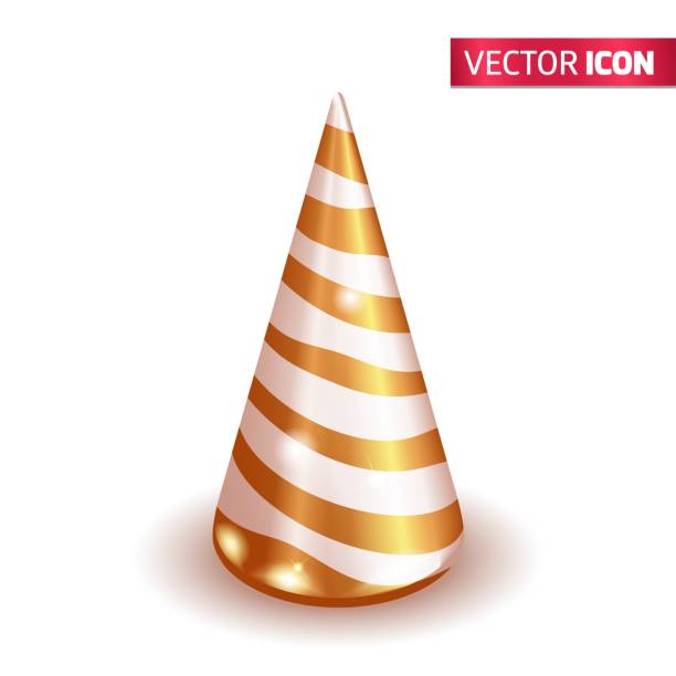istock Realistic 3D Isometric illustration, Cartoon. Christmas tree in snow. Abstract decorative golden New Years conical shape tree. Isolated on white background. Vector 1425005925