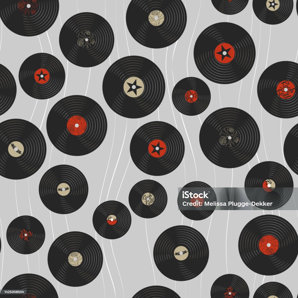 Retro Music Pattern Vinyl Music Retro Seamless Vector Pattern Stock Illustration - Download ...