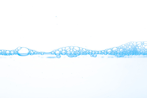 Water Abstract Macro Foam BackgroundBlue Soap Bubbles Close-up