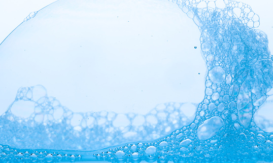 Water Abstract Macro Foam BackgroundBlue Soap Bubbles Close-up