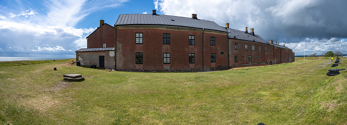 Varberg, Sweden - July 04 2022: Buildings at Varberg Fortress.