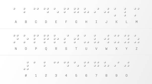 ilustraciones, imágenes clip art, dibujos animados e iconos de stock de fuente del alfabeto braille - letras y números - ilustración vectorial - clase de escritura