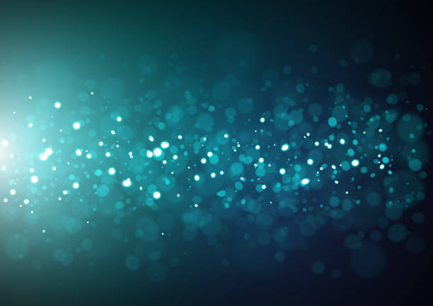 Glittering abstract blue Christmas lights Shiny sparkling glittering turquoise blue colored background vector illustration for use as background template on Christmas designs, cards, flyers, banners, advertising, brochures, posters, digital presentations, slideshows, PowerPoint, websites dark blurred background stock illustrations