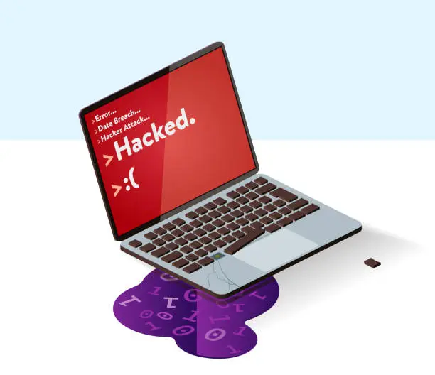 Vector illustration of hacked computer