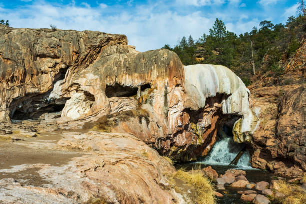 jemez river waterfall near jemez springs, nm - jemez mountains imagens e fotografias de stock