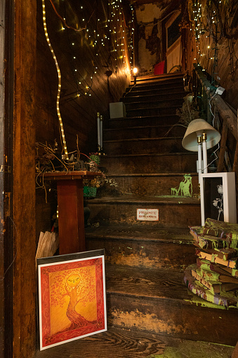West Virginia, USA - August 12, 2022: Interior of a locally owned art gallery in the tiny mountain village of Thomas.