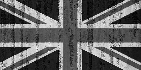 Black & White image of the Union Flag of Great Britain and Northern Ireland,