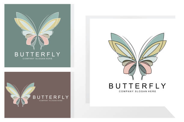 Butterfly Logo Design, Beautiful Flying Animal, Company Brand Icon Illustration, Screen Printing, Salon Butterfly Logo Design, Beautiful Flying Animal, Company Brand Icon Illustration, Screen Printing, Salon saloon logo stock illustrations