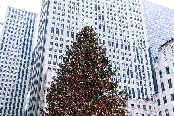 Rockefeller Christmas tree stock photo