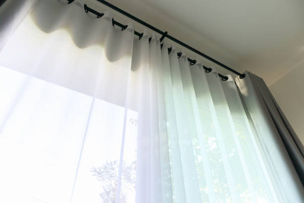 istock Curtain window interior decoration in living room 1425044385