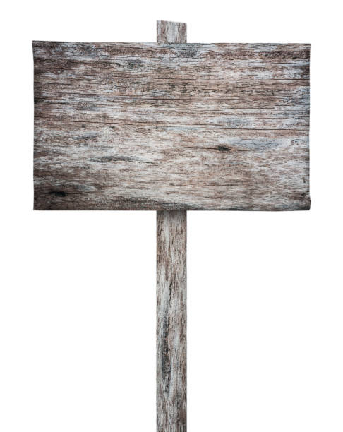 istock Old wooden sign isolated on white background 1425044409
