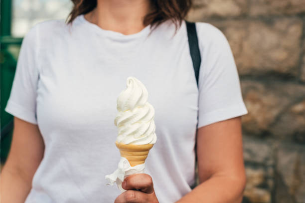 istock Soft vanilla ice cream with chocolate stick 1425044893