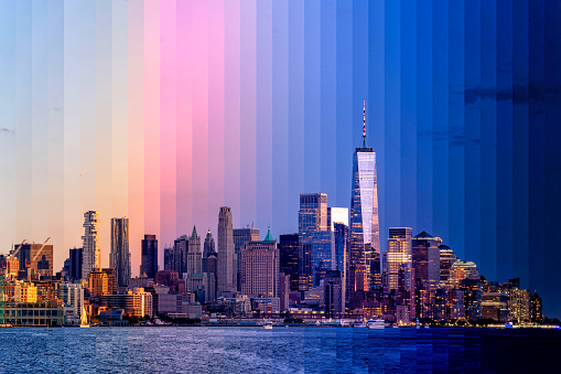Lower Manhattan Skyline - Day to Night Transition - New York City